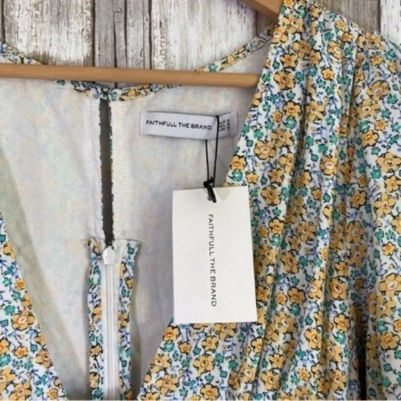 NWT Faithfull The Brand Patrinico Sabinosa Floral Midi Dress Puff Sleeve 4 - Picture 7 of 8